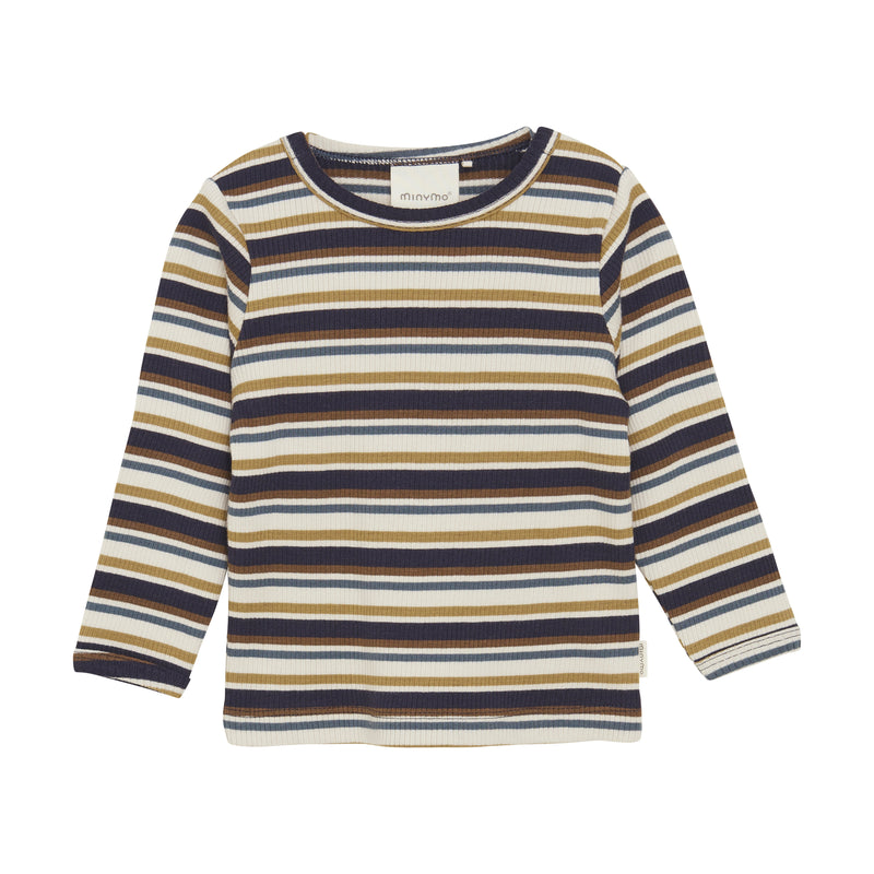 Organic Ribbed L/S Tee - Fall Stripe