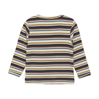 Organic Ribbed L/S Tee - Fall Stripe