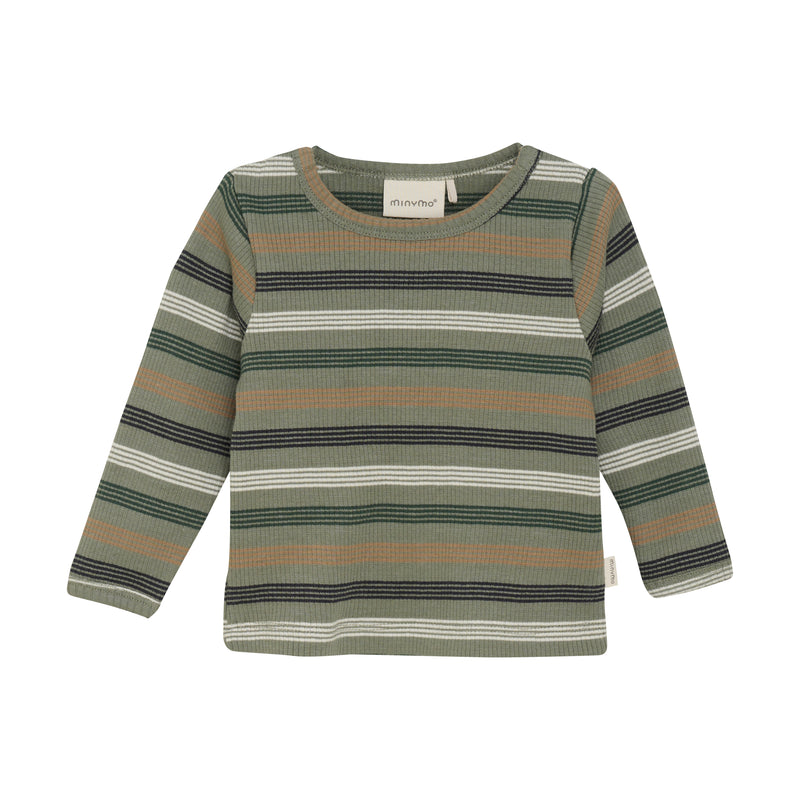 Organic Ribbed L/S Tee - Green Stripe