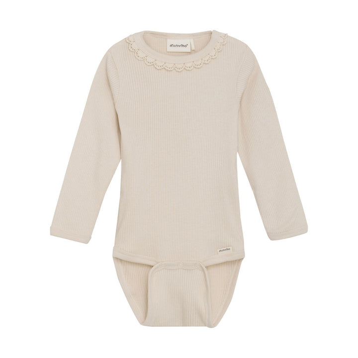 Long Sleeve Rib Onesie - Sandshell