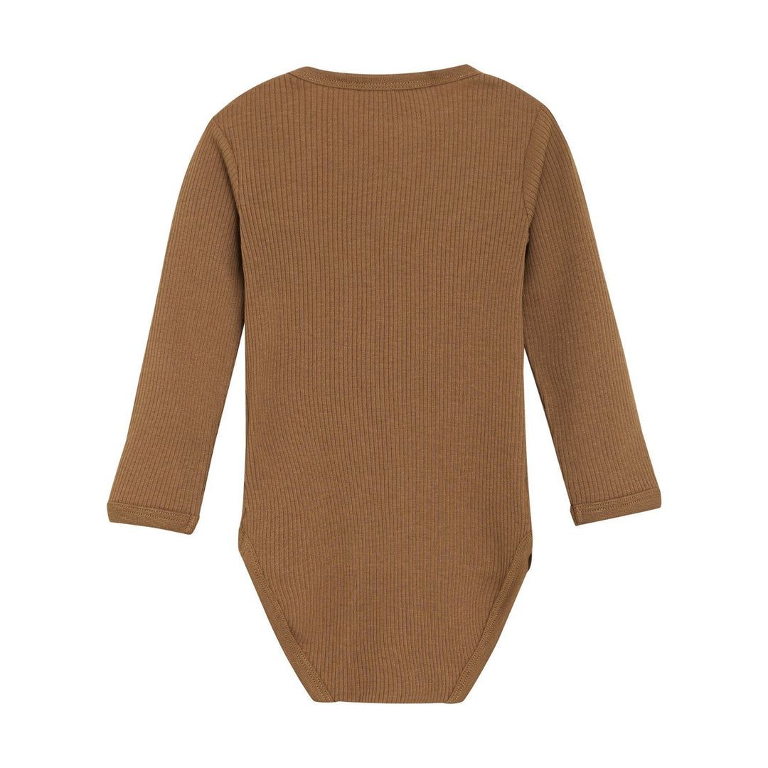 Long Sleeve Rib Onesie - Brown Sugar