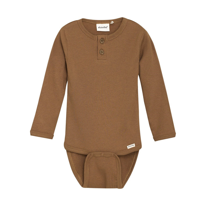 Long Sleeve Rib Onesie - Brown Sugar