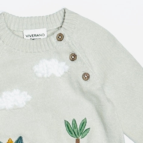 Dino Applique Knit Pullover Sweater
