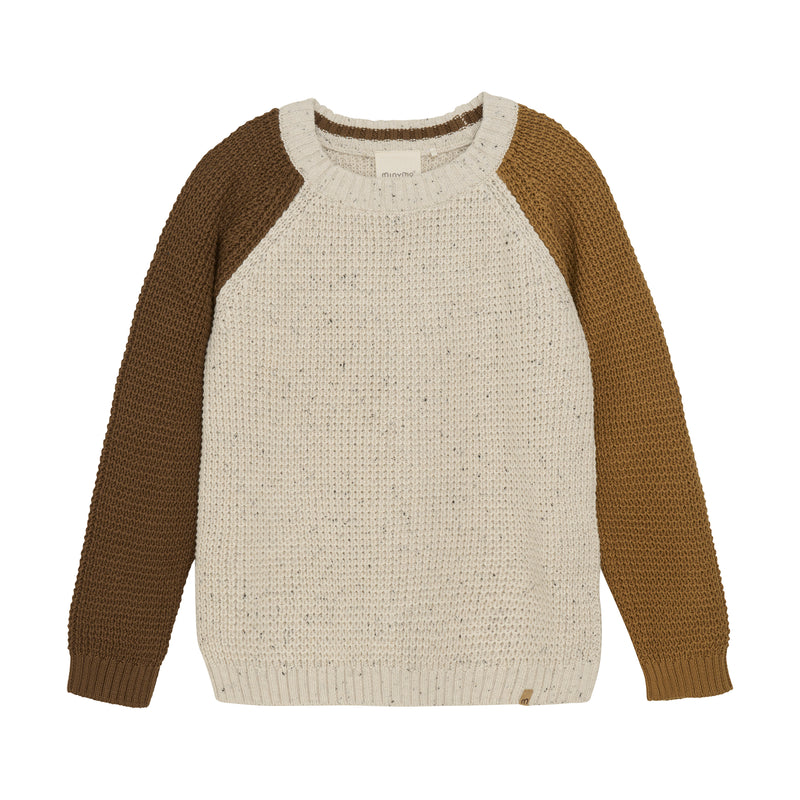 Knit L/S Pullover - Brown Colorblock