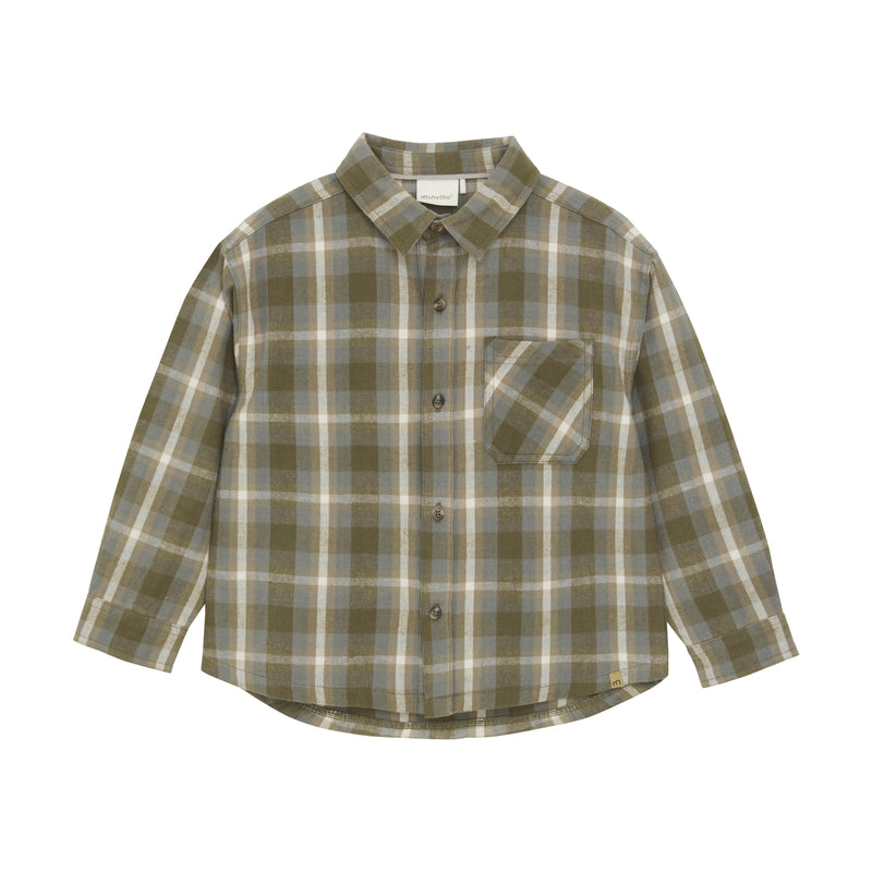 Organic L/S Button Up - Green Plaid