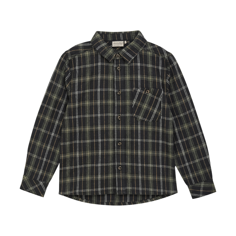 Organic L/S Button Up - Navy Check