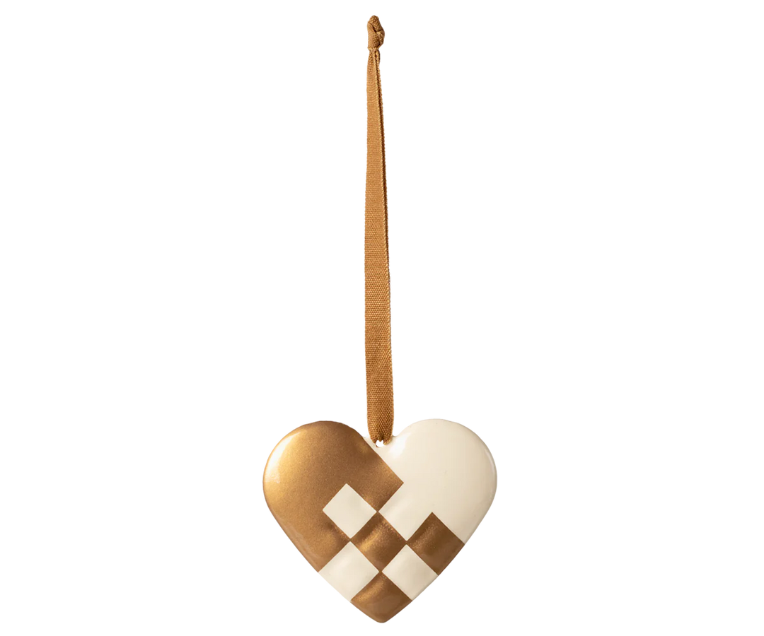 Metal Ornament, Small Heart - Gold