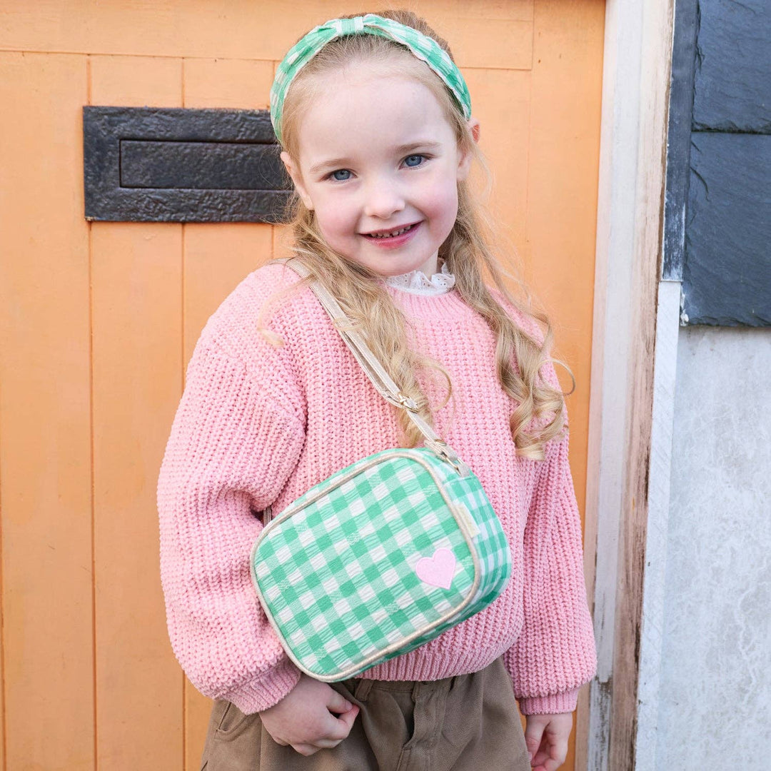 Green Gingham Scalloped Headband