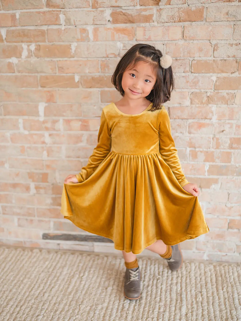 Gwendolyn Dress - Golden Velvet