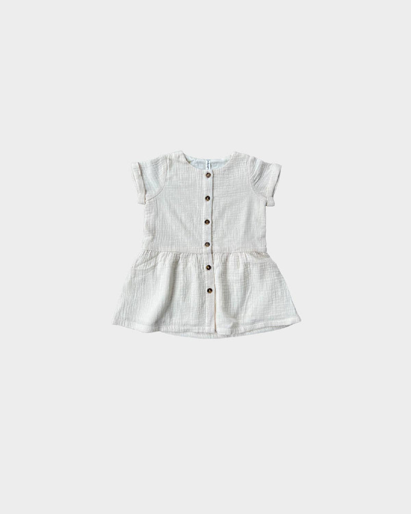 Gauze Button Dress - Cream