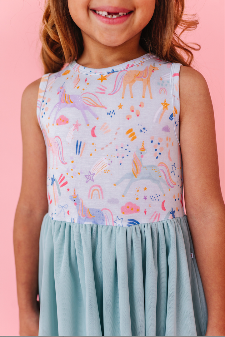 Bamboo + Tulle Dress - Estelle Unicorn 