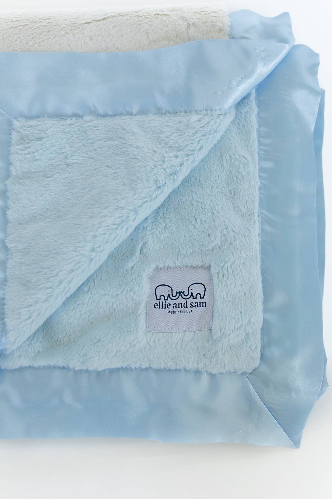 Luxury Duo Satin Border Blanket - Blue / Ivory