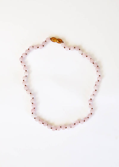 Pure Gemstone + Pink Rose Quartz || Beaded Necklace