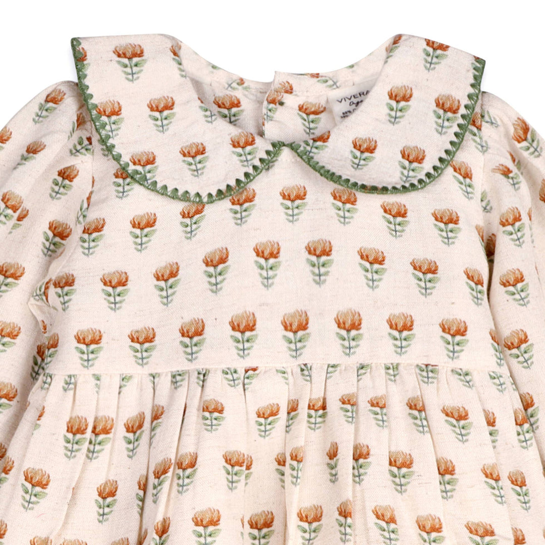 Ina Block Print Floral Dress & Bloomer Set