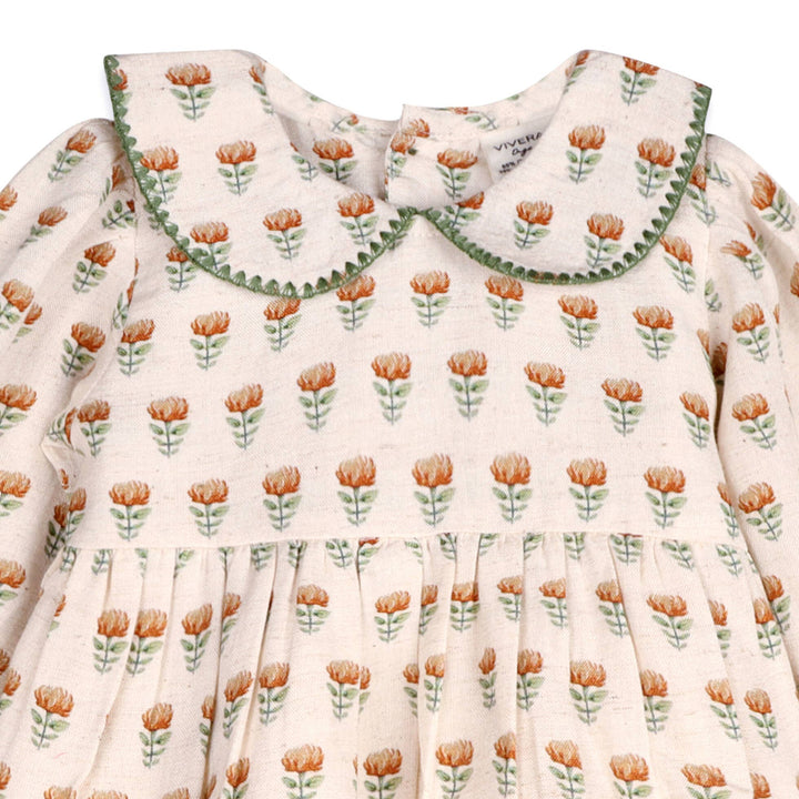 Ina Block Print Floral Dress & Bloomer Set