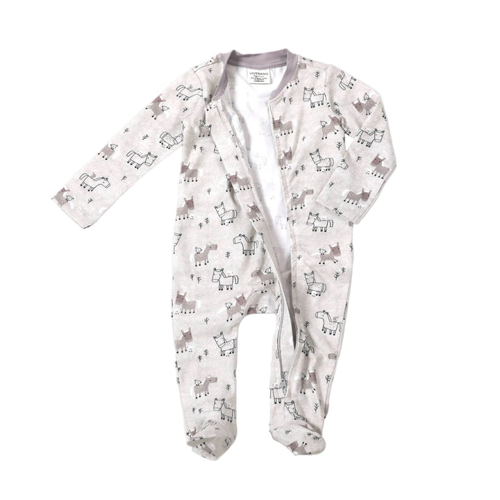 Zipper Footie Coverall - Horse & Bird