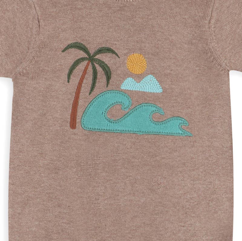 Beach Embroidered Knit Romper