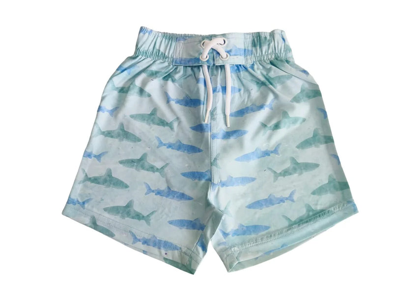 Watercolor Shark Board Shorts