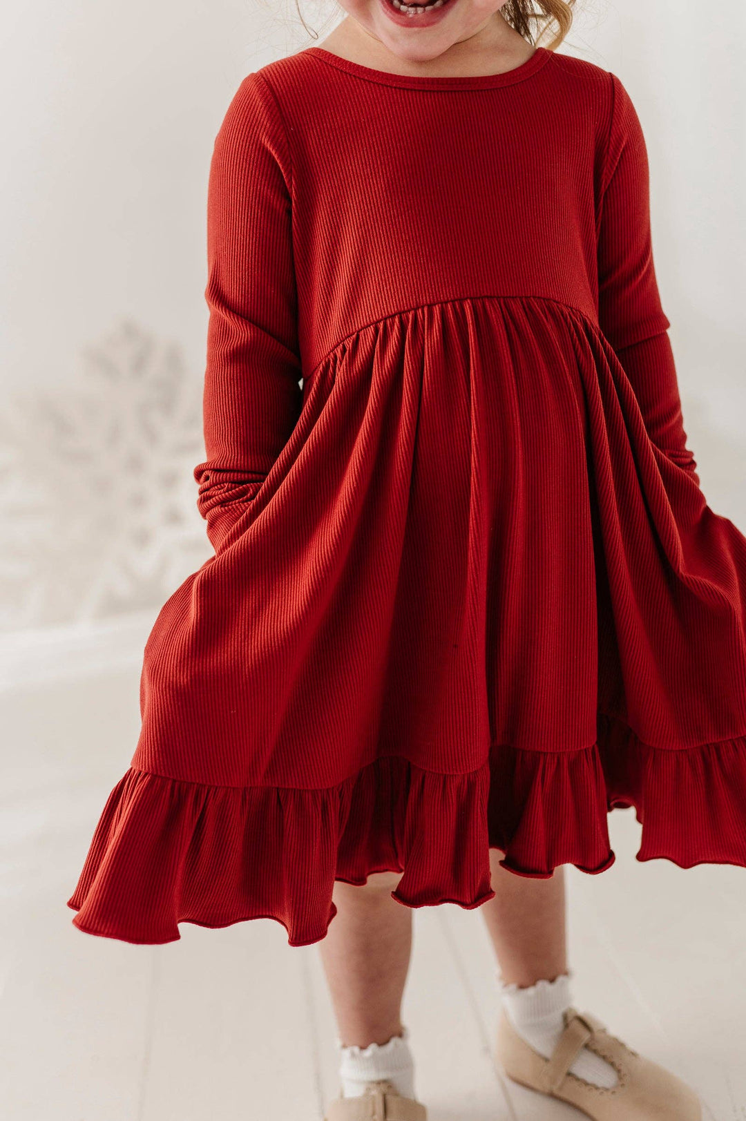 Ribbed Ballet Dress - Berry Red