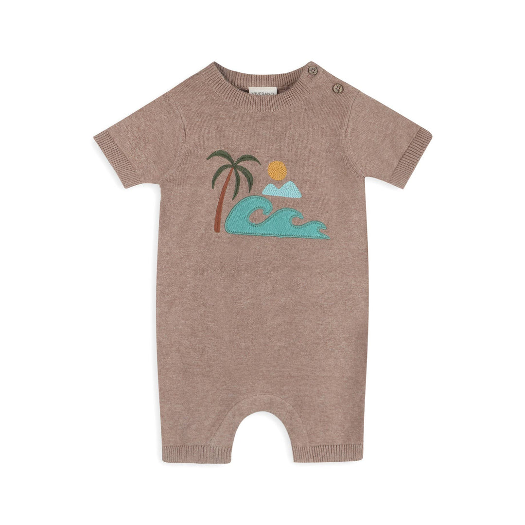 Beach Embroidered Knit Romper