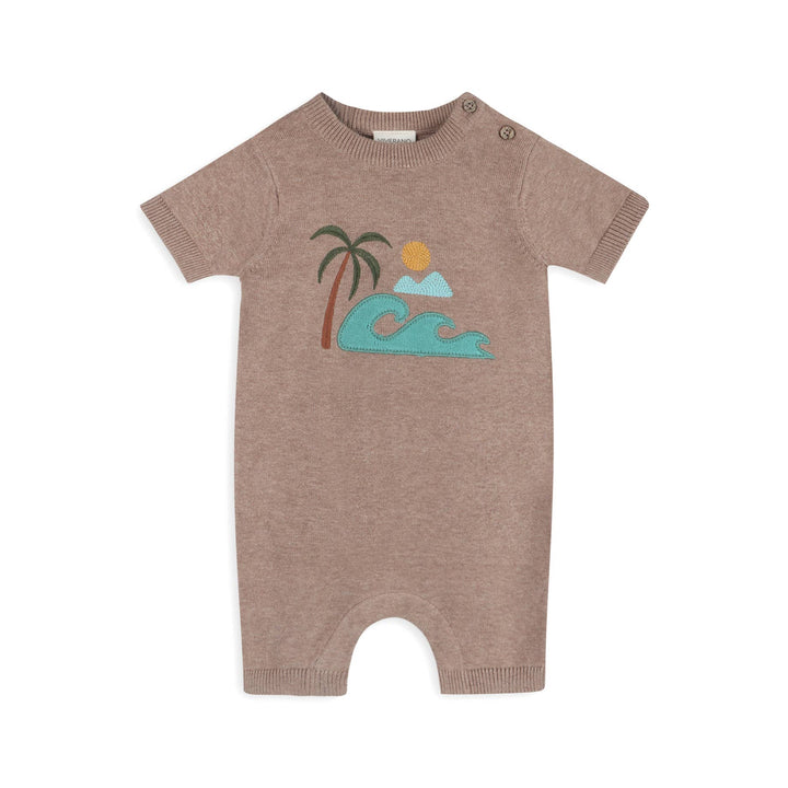 Beach Embroidered Knit Romper