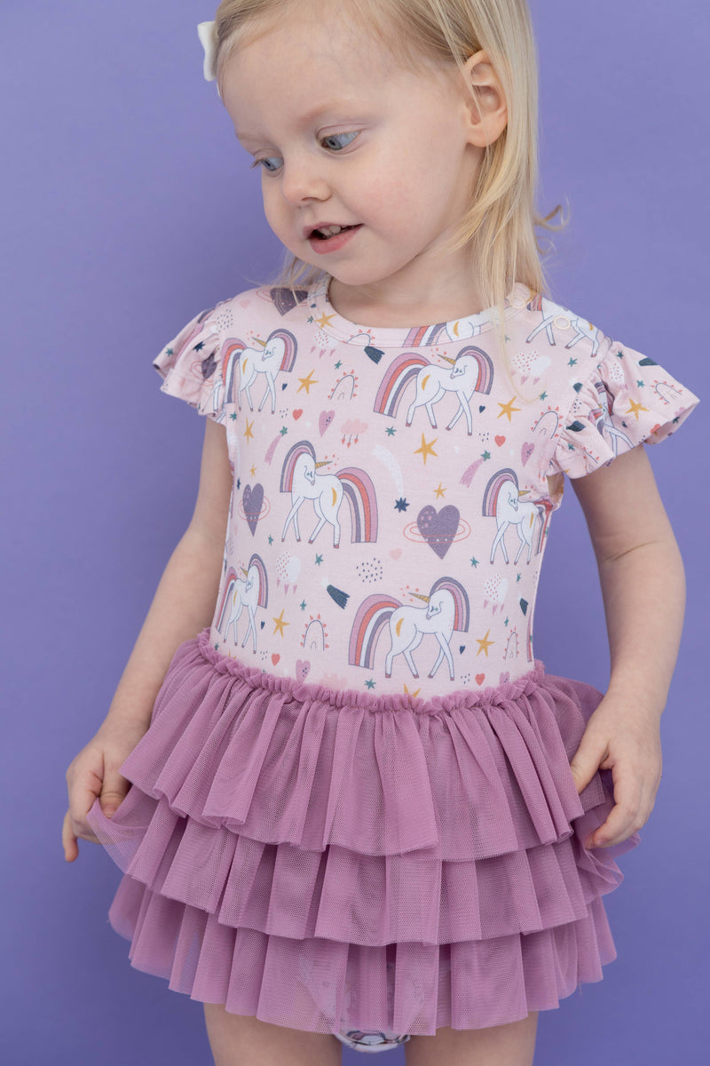 Baby Tutu Twirl Bodysuit - Rainbow Unicorn Summer