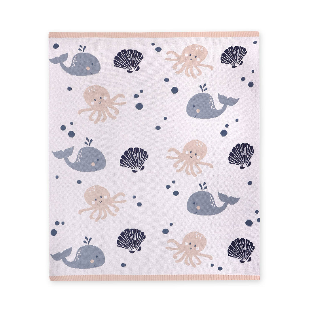 Octopus & Whale Organic Knit Baby Blanket