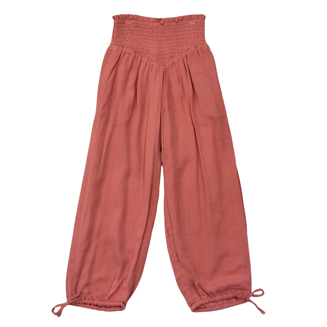 Harem V-Waist Tie Pants - Brick