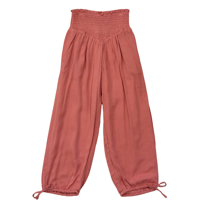 Harem V-Waist Tie Pants - Brick
