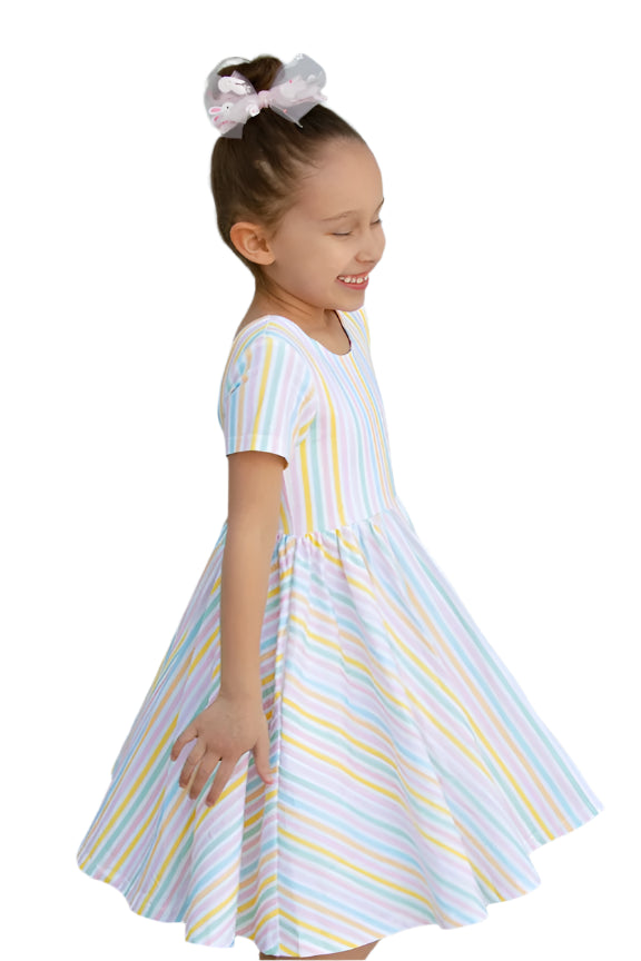 Classic Twirl Dress in Pastel Stripe