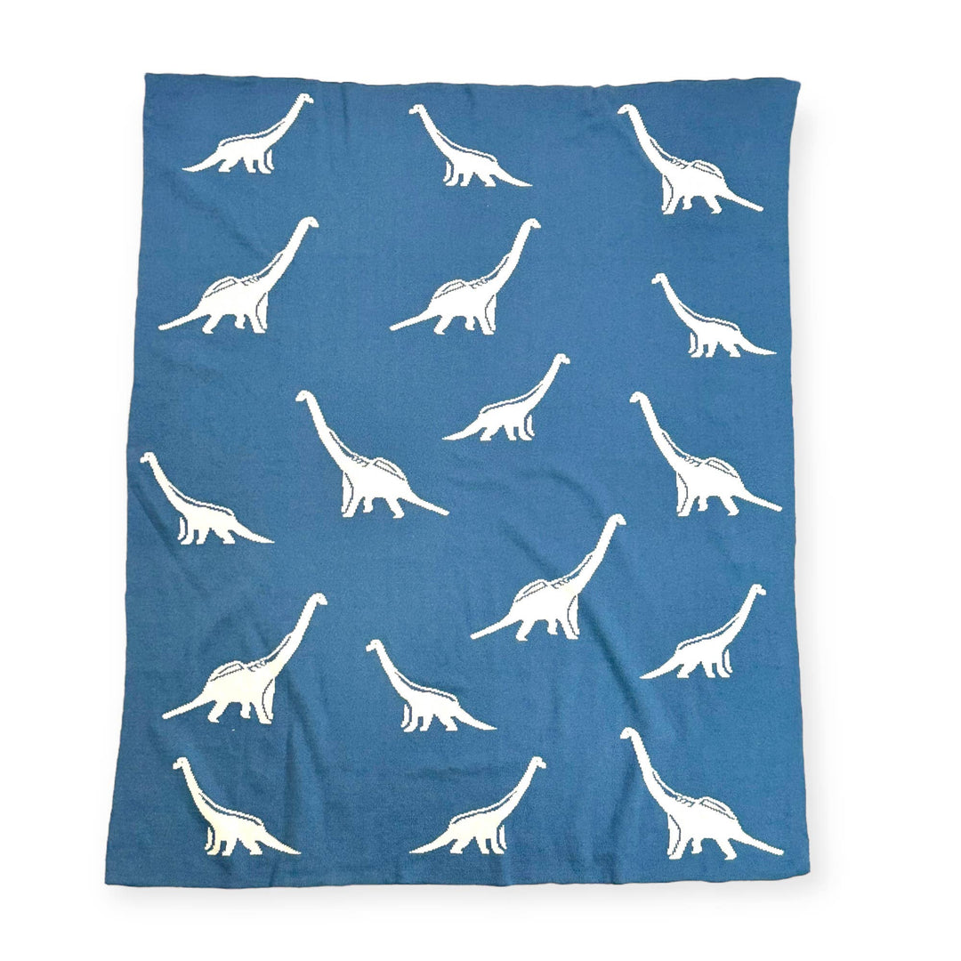 Reversible Knit Baby Blanket - Dinosaurs