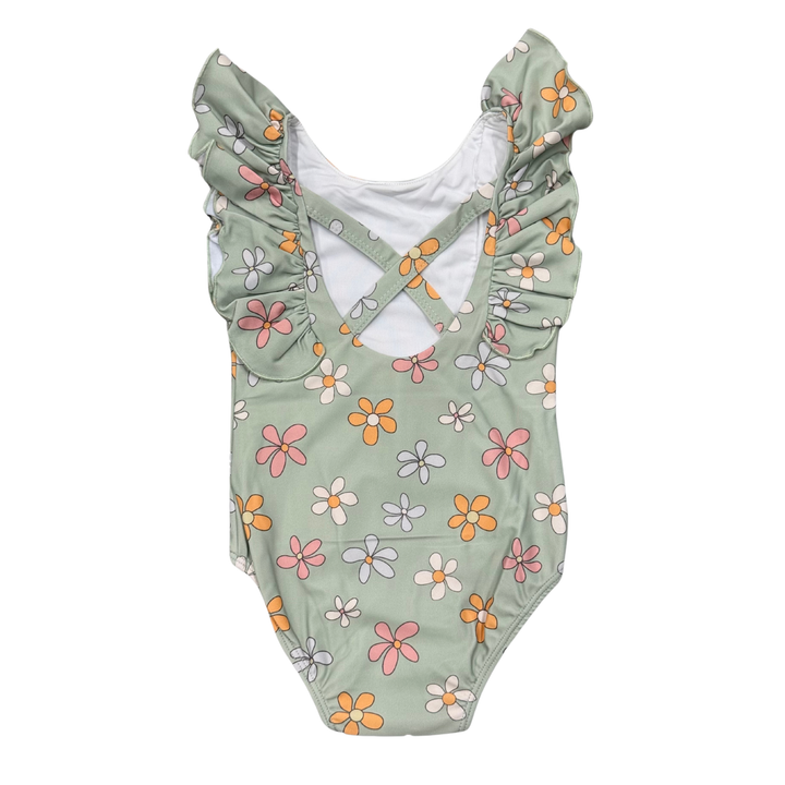 Ruffle Sleeve Cross Back Swimsuit - Assorted