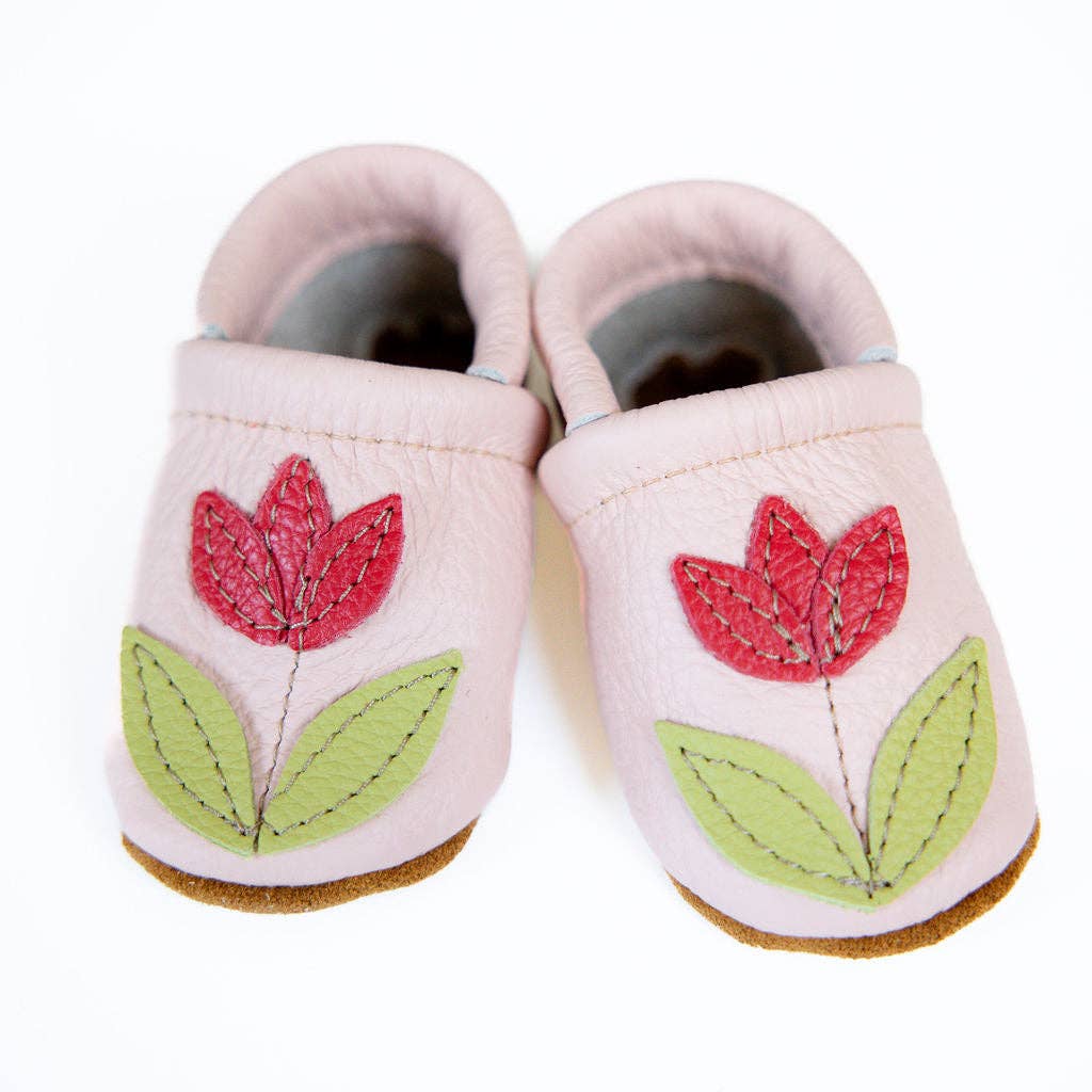 Rose Blush Leather Moccs - Tulip