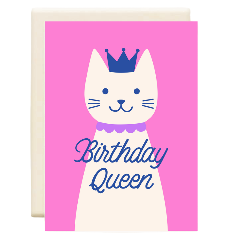 Birthday Queen Cat (Pink) | Birthday Greeting Card