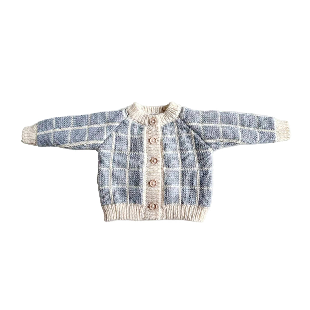 Blue and Cream Checkered Sweater