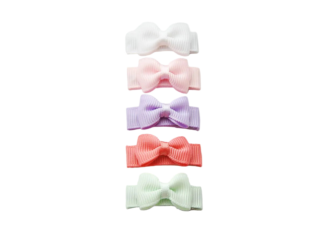 Tiny Tuxedo Bows on Snap Clips - Macaroon