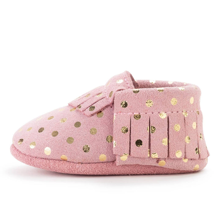 Baby Moccasins - Confetti Pink Gold