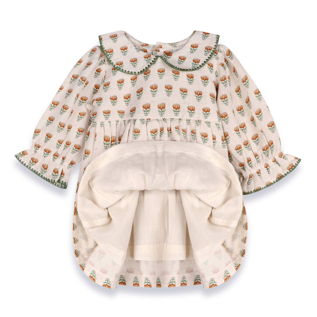 Ina Block Print Floral Dress & Bloomer Set