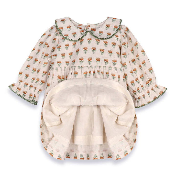 Ina Block Print Floral Dress & Bloomer Set