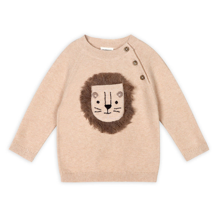 Lion Appliqué Knit Pullover & Pant Set