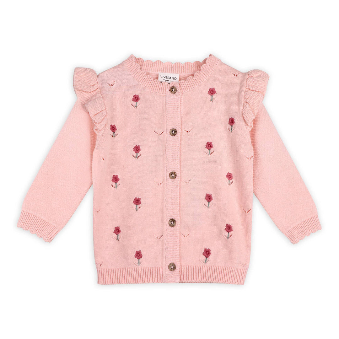 Floral Embroidered Pointelle Cardigan