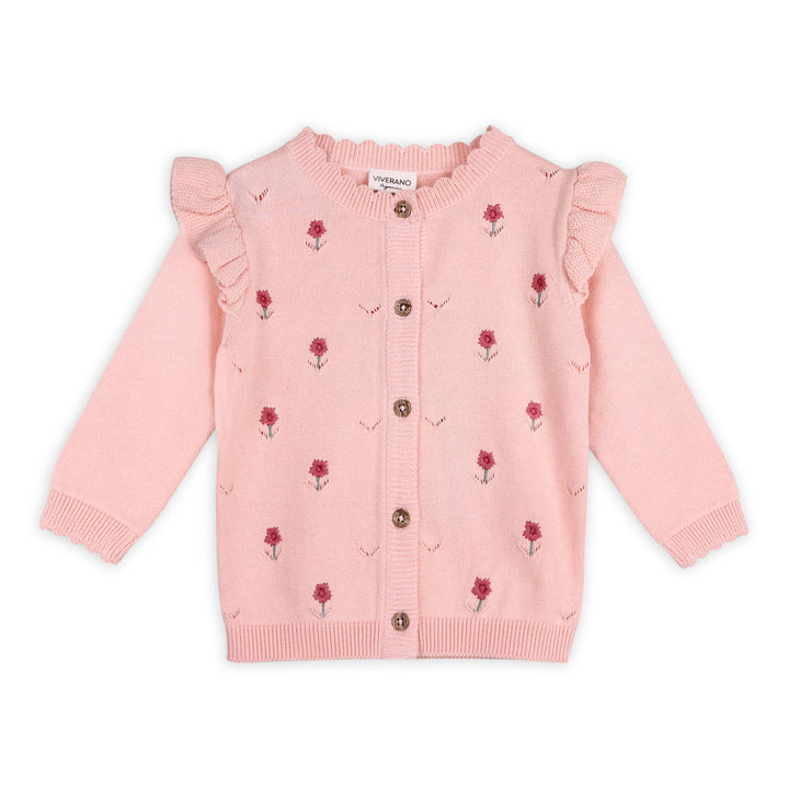 Floral Embroidered Pointelle Cardigan