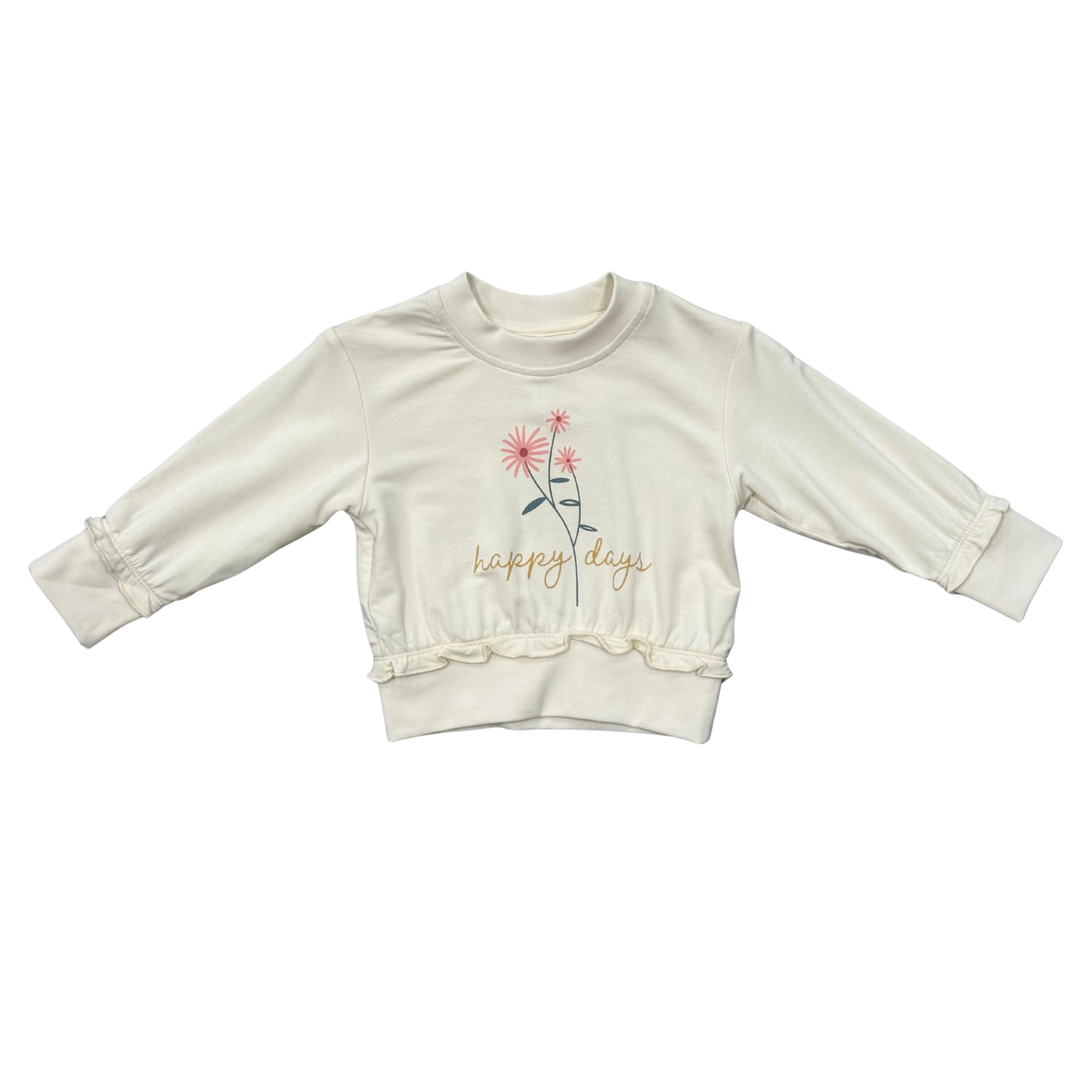 Ruffle Hem Sweatshirt - Happy Days