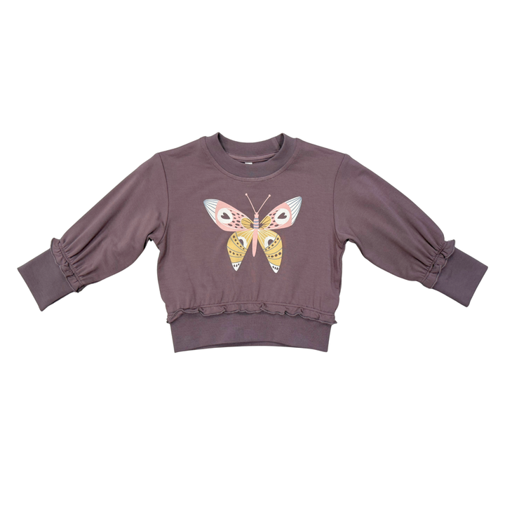 Ruffle Hem Sweatshirt - Butterfly