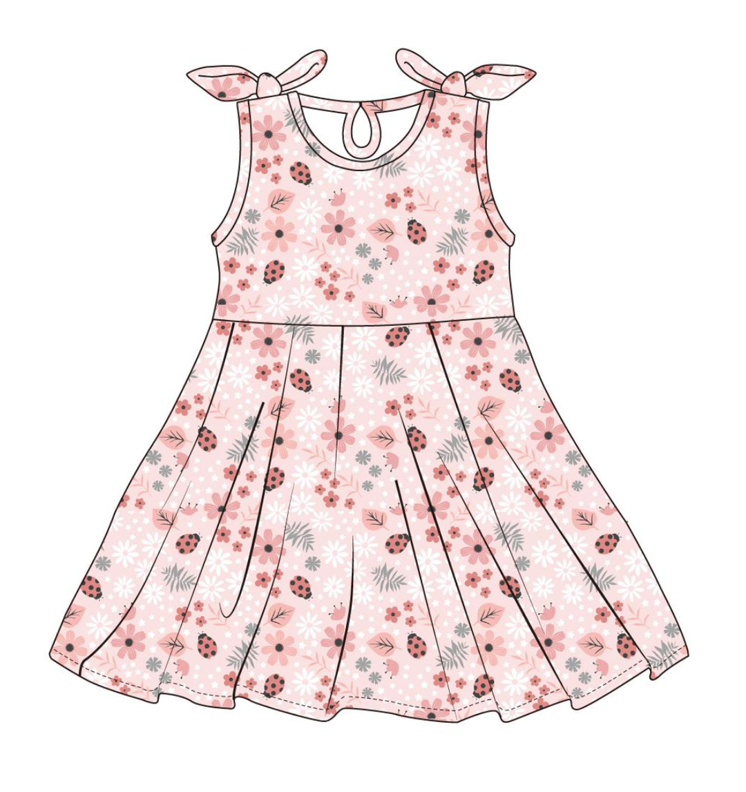 Harper Bow Tie Tank Dress - Garden