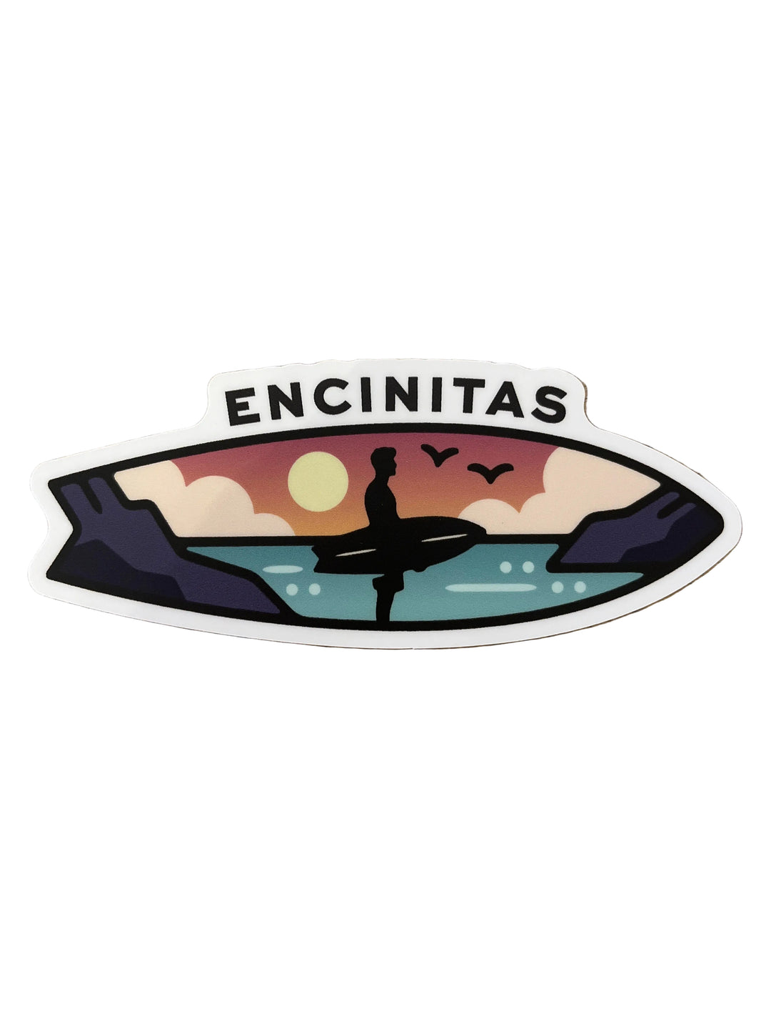 Encinitas Surf's Calling Surfboard Scene - Vinyl Sticker