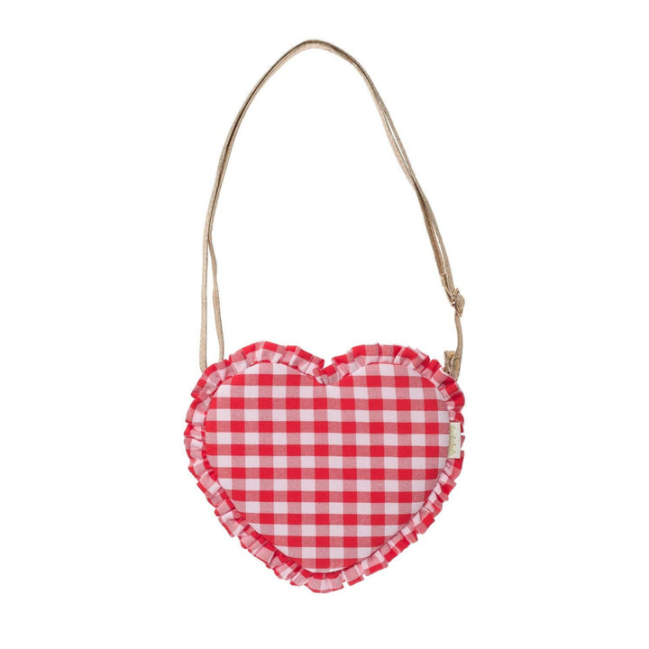 Gingham Ruffle Love Heart Bag