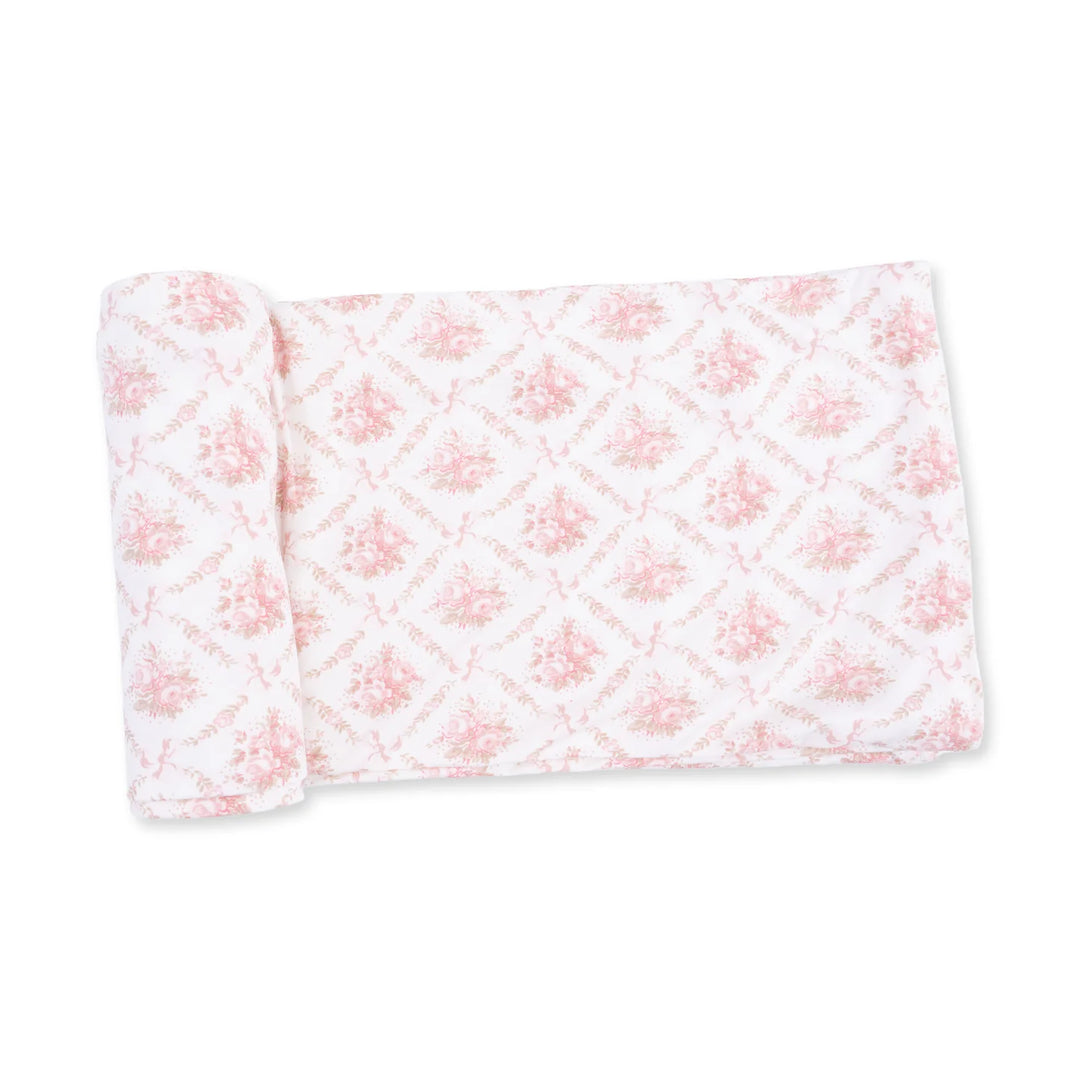 Swaddle Blanket - Rose Bow Lattice