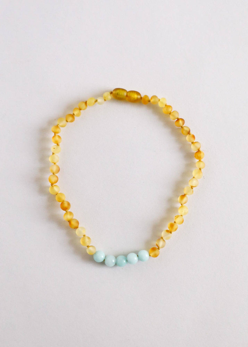 Raw Honey Baltic Amber + Amazonite || Necklace