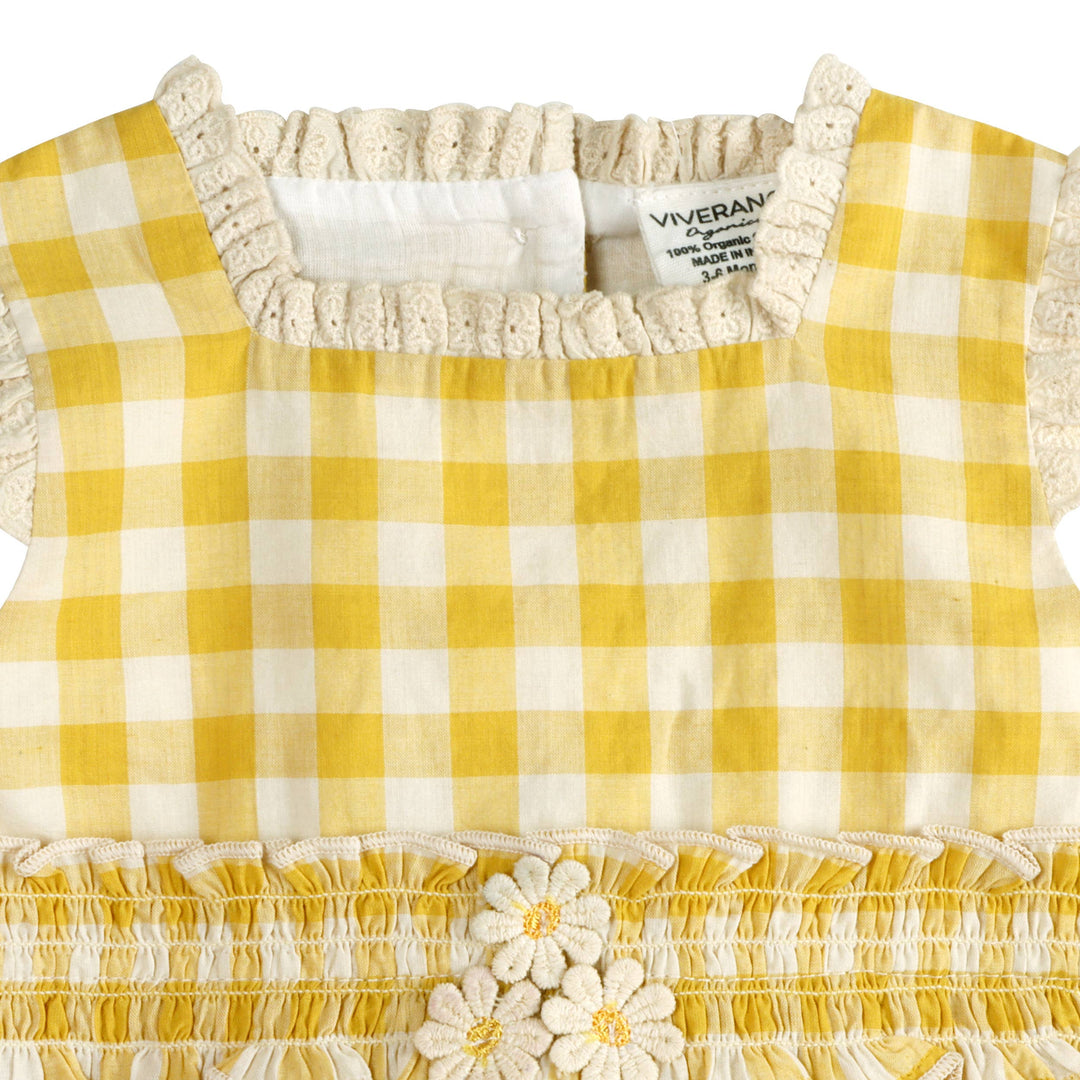 Lucy Gingham Smocked Romper + Headband
